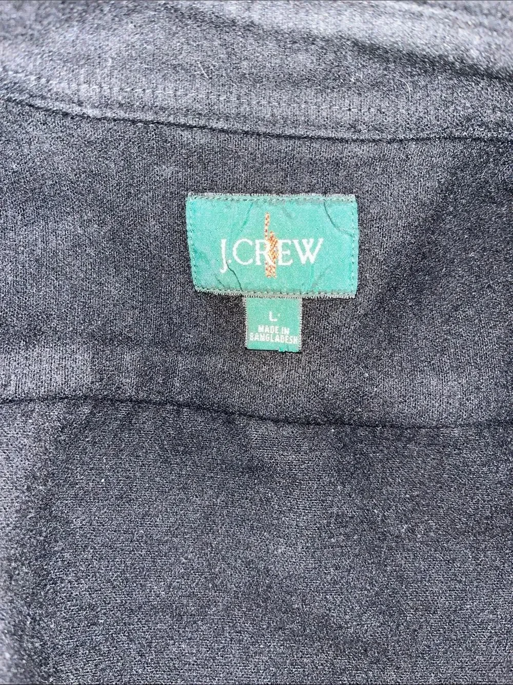 J.Crew Black Heavy 100% Cotton Flannel Work Shirt Jacket Shacket L Mens Winter